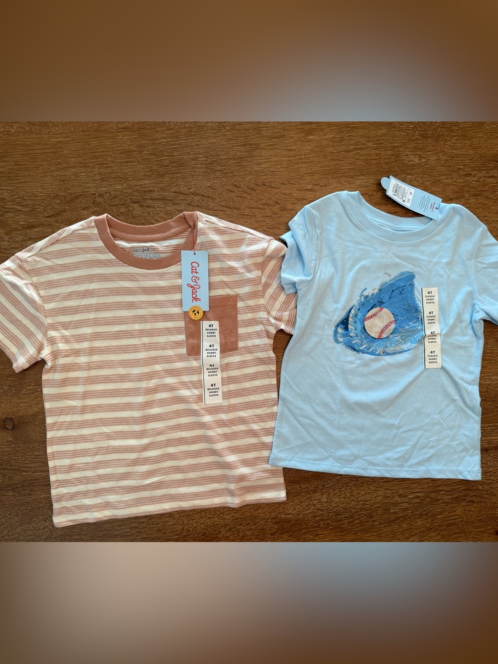 Cat & Jack Pink Striped Pocket Tee & Light Blue Baseball Graphic Tee